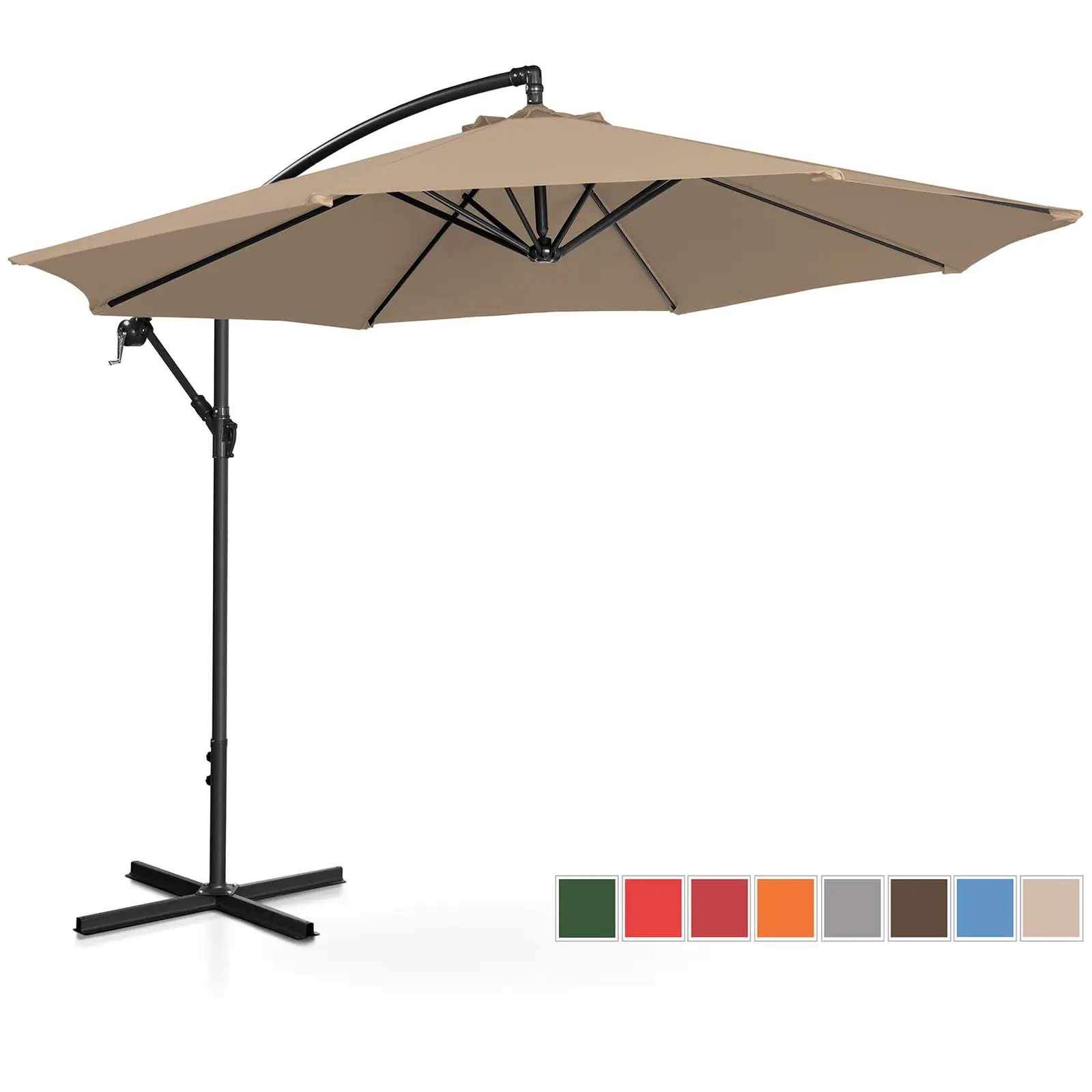 Κρεμαστή ομπρέλα - γκρι - στρογγυλή - Ø 300 cm - ανακλινόμενη