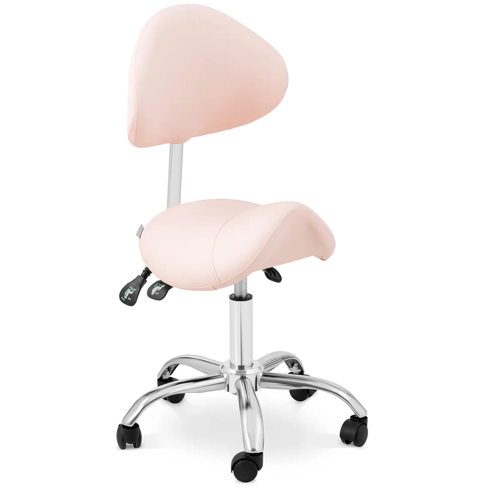Καρέκλα σέλας - ρυθμιζόμενη καθ' ύψος πλάτη και ύψος καθίσματος - 55 - 69 cm - 150 kg - Pink, Silver