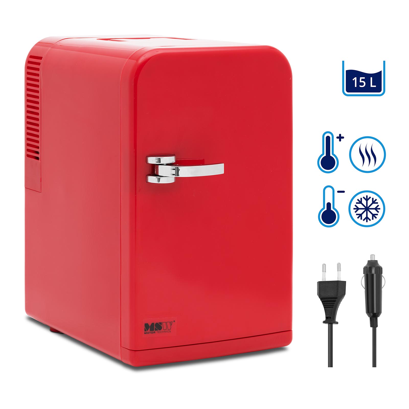 Μίνι ψυγείο 12 V / 230 V - Συσκευή 2 σε 1 με λειτουργία διατήρησης της θερμοκρασίας - 15 L - Κόκκινο