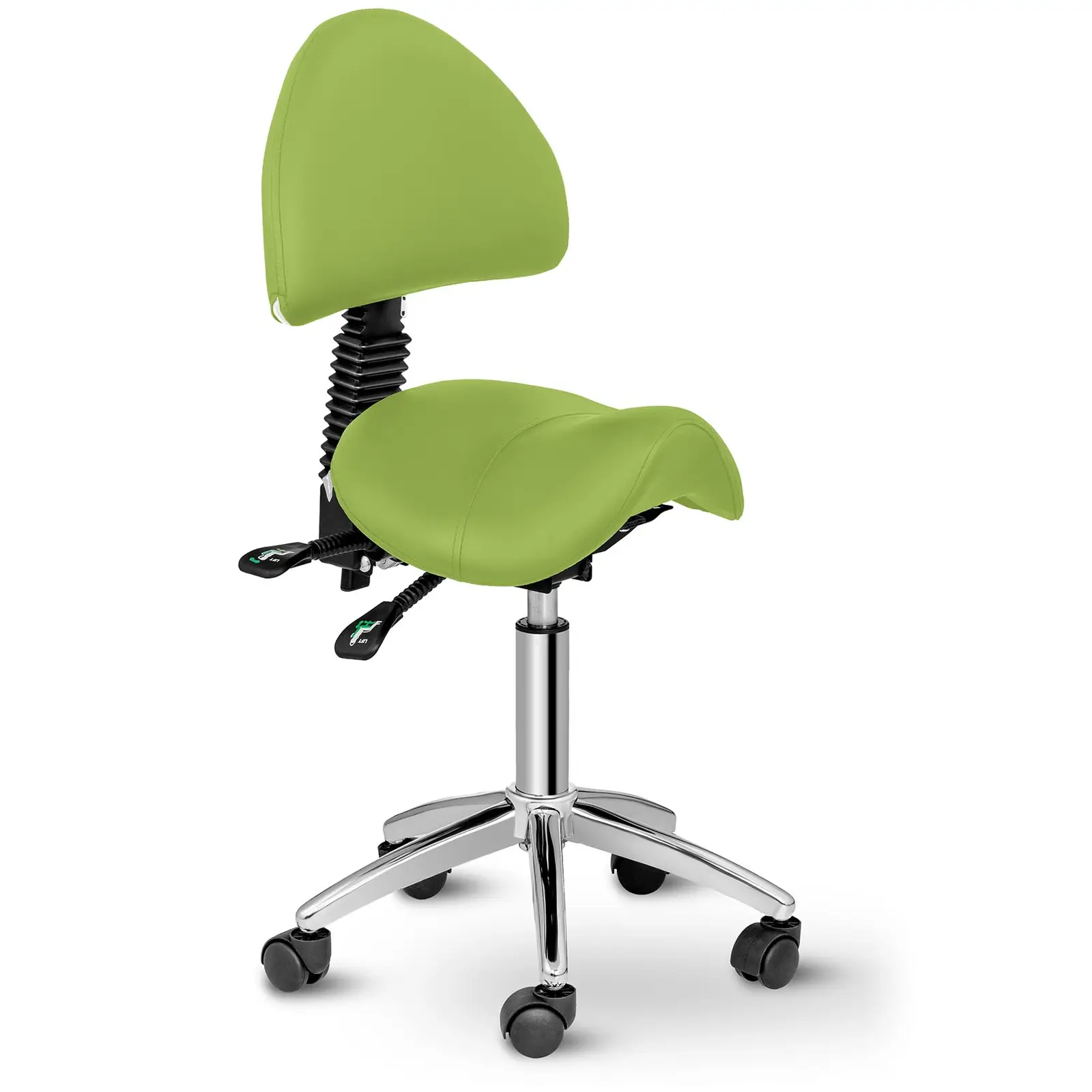 Καρέκλα με ροδάκια και πλάτη - mm - 150 kg - Ανοιχτό πράσινο