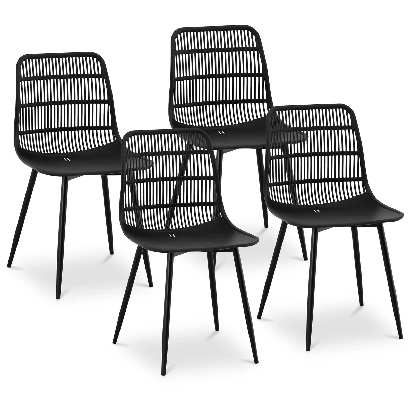 Καρέκλα - σετ 4 - έως 150 κιλά - κάθισμα 46,5 x 45,5 cm - μαύρο