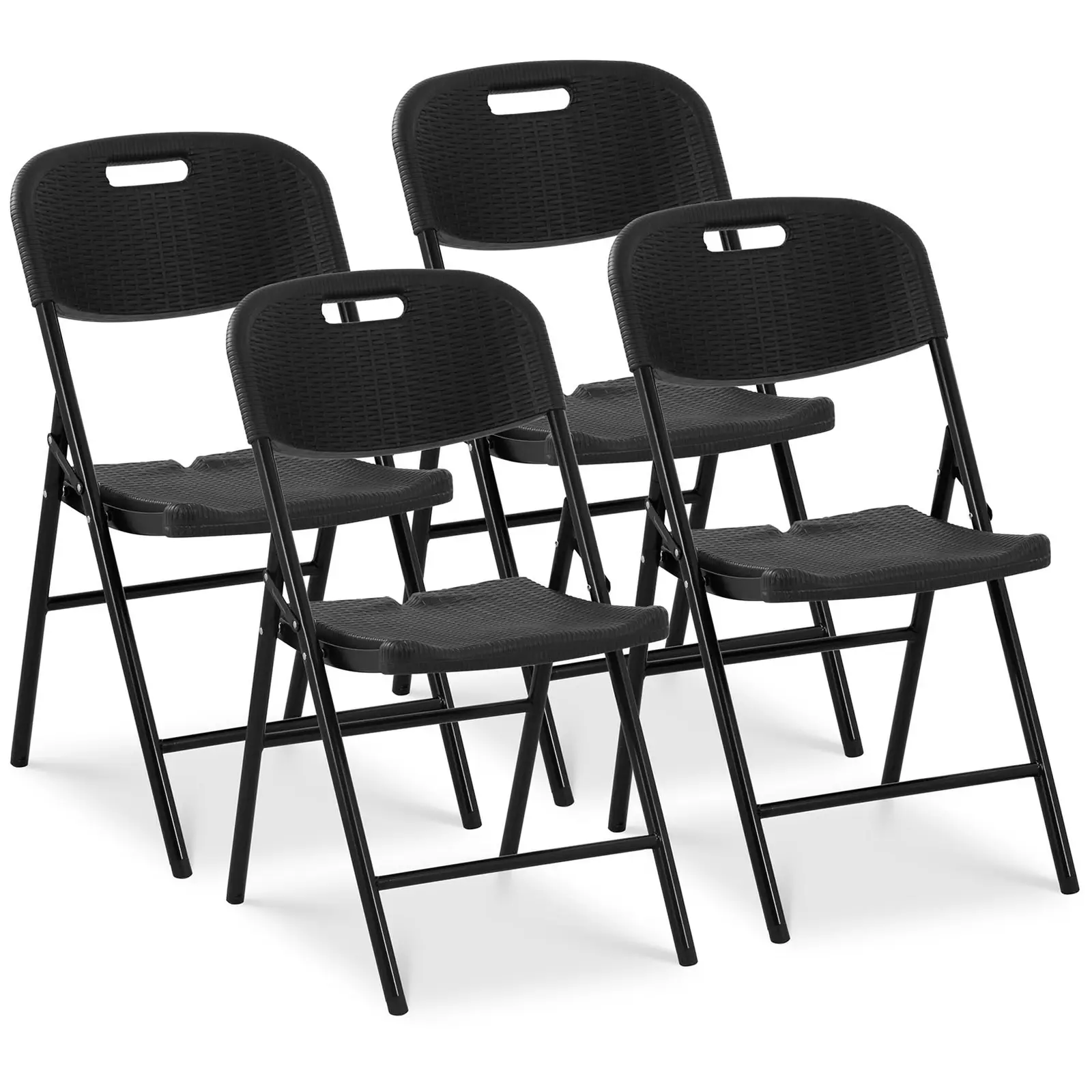 Πτυσσόμενες καρέκλες - σετ από 4 - Royal Catering - 180 kg - επιφάνεια καθίσματος: 52 x 36 cm - μαύρο