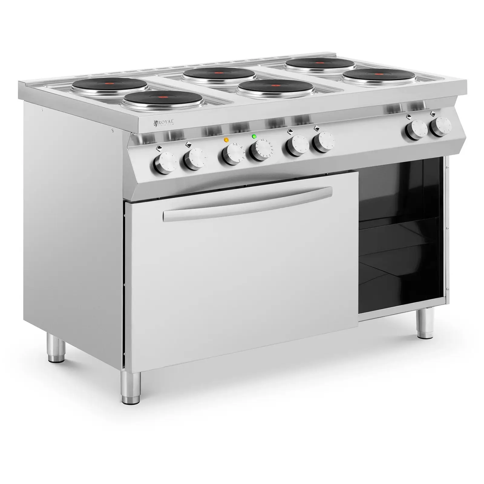 Ηλεκτρική κουζίνα - 15600 W - 6 πιάτα - με φούρνο θερμού αέρα - ντουλάπι βάσης - Royal Catering