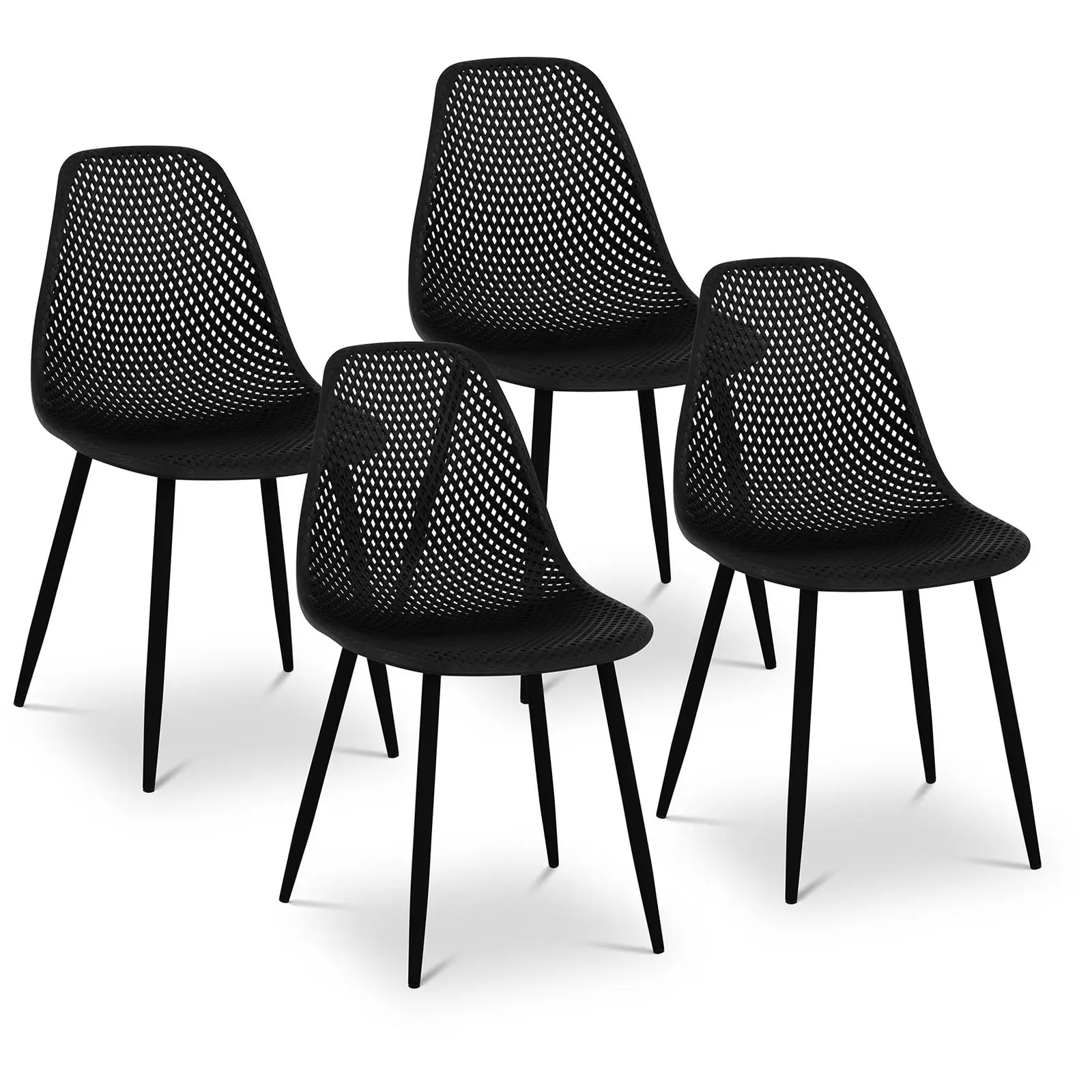 Καρέκλα - σετ 4 - έως 150 κιλά - κάθισμα 52 x 46,5 cm - μαύρο