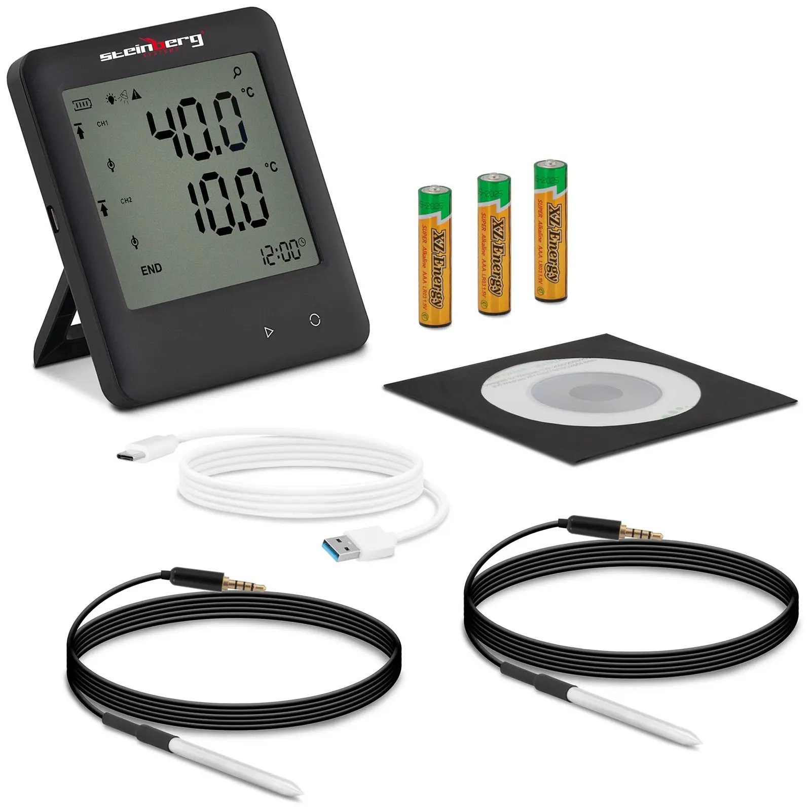 Καταγραφέας δεδομένων θερμοκρασίας - LCD - -40 έως +125 °C - 2 εξωτερικοί αισθητήρες