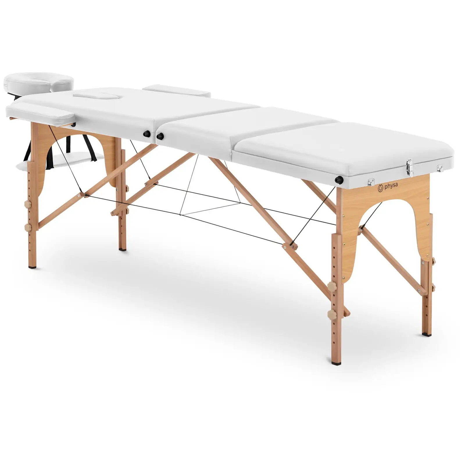 Πτυσσόμενο τραπέζι μασάζ - κεκλιμένο υποπόδιο - ξύλο οξιάς - πολύ φαρδύ (70cm) - λευκό