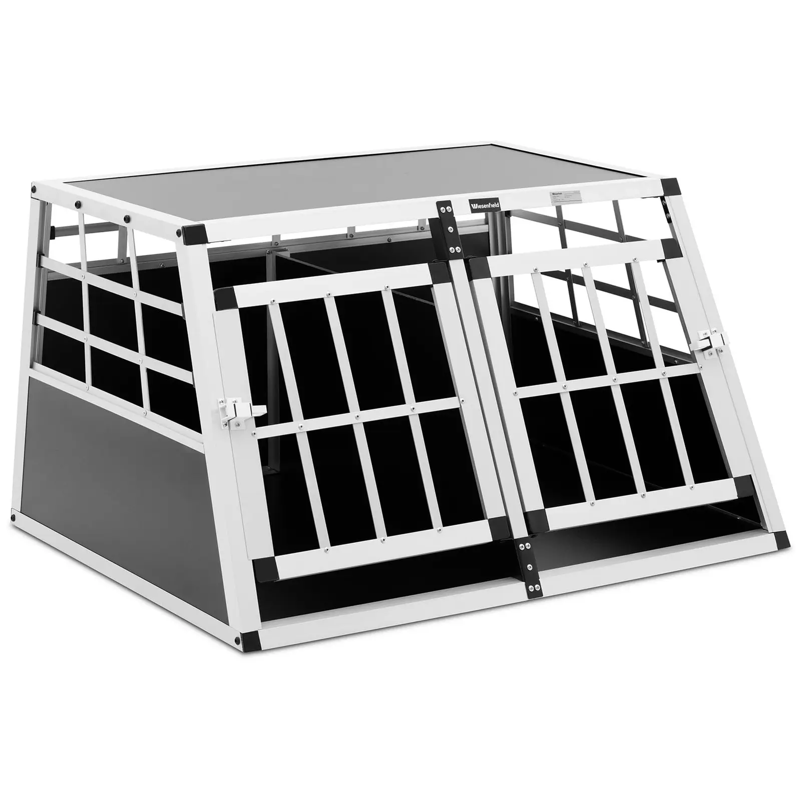 Κλουβί σκύλου - Αλουμίνιο - Τραπεζοειδές σχήμα - 70 x 90 x 50 cm - με διαχωριστικό